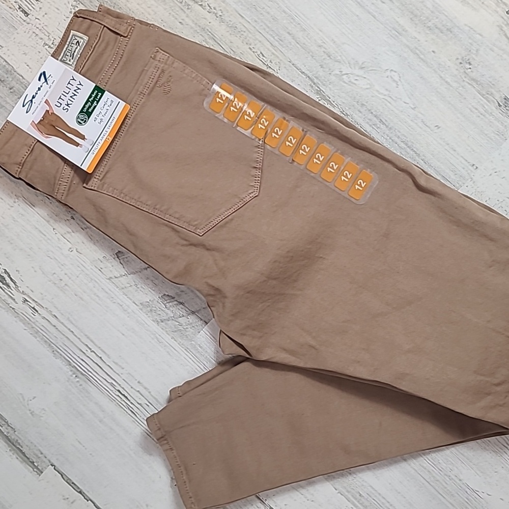 Women's Seven 7 Jeans Utility Ankle Skinny Twill Stretch Pants Brown Tan Size 12